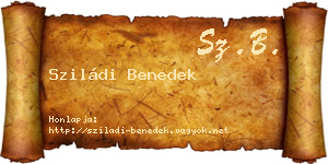 Sziládi Benedek névjegykártya